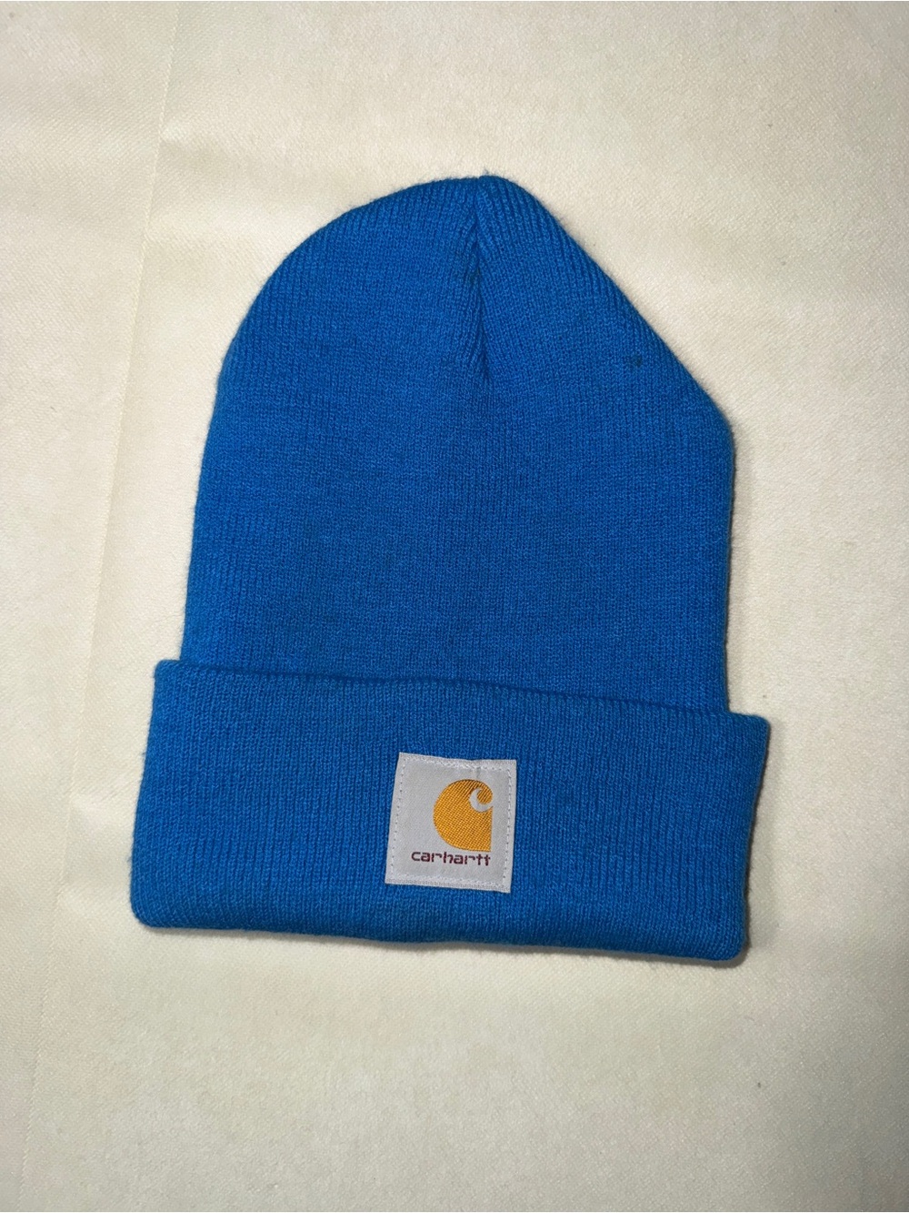 Carhartt Kids Bright Blue Cuffed Beanie with Gold Logo